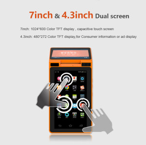 Zkc PC900 3G Dual Screen Android Handheld NFC POS Terminal with Printer Camera WiFi RFID